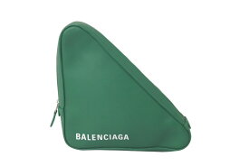 BALENCIAGA バレンシアガ トライアングル レザー クラッチバッグ グリーン 476976 ロゴ 鞄 手持ち ポーチ 美品 中古 61626