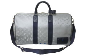 極美品 LOUIS VUITTON ルイヴィトン ボストンバッグ M44170 キーポルバンドリエール50 モノグラムサテライト シルバー 中古 61747