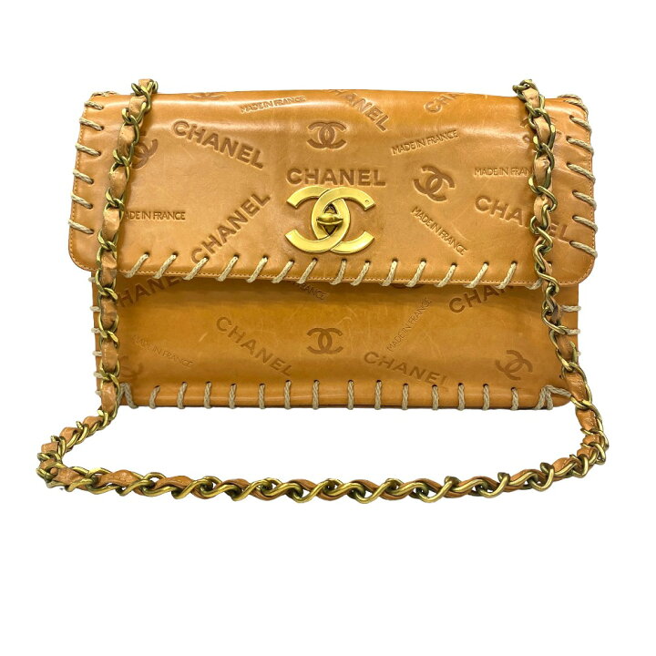 数回使用】CHANEL CHANELロゴ 部分レザーショルダーバッグ 