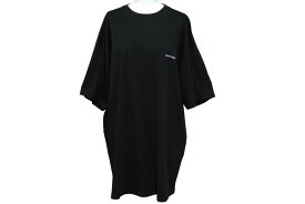 極美品 BALENCIAGA バレンシアガ 半袖Tシャツ サイズL スモールロゴ ブランドロゴ ブラック コットン 556150 中古 62070
