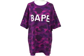 A BATHING APE アベイシングエイプ 半袖Tシャツ 001CSJ201015M XLサイズ カモフラージュ コットン パープル 美品 中古 62511