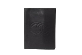 CHANEL シャネル ブックカバー キャビアスキン 2番台 ブラック 小物 ココマーク ロゴ 美品 中古 62617
