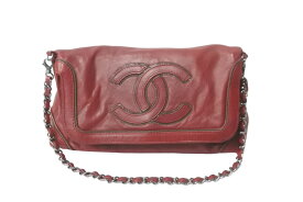 CHANEL シャネル チェーンショルダーバッグ ココマーク 11番台 ラムレザー レッド シルバー金具 美品 中古 63893