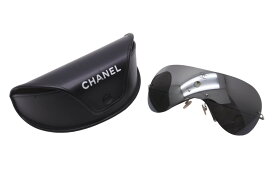CHANEL シャネル サングラス メガネ ノンリム 1枚レンズ ココマーク メタル ブラック シルバー金具 美品 中古 63919