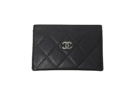 CHANEL シャネル キャビアスキン カードケース ココマーク 14番台 ブラック シルバー金具 美品 中古 64033