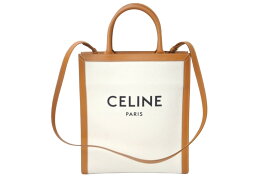 極美品 CELINE セリーヌ スモール バーティカル カバ 2WAYトートバッグ ナチュラル タンブラウン ゴールド金具 中古 63952