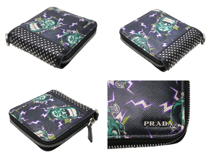 楽天市場】PRADA プラダ 二つ折り財布 フランケンシュタイン スタッズ 