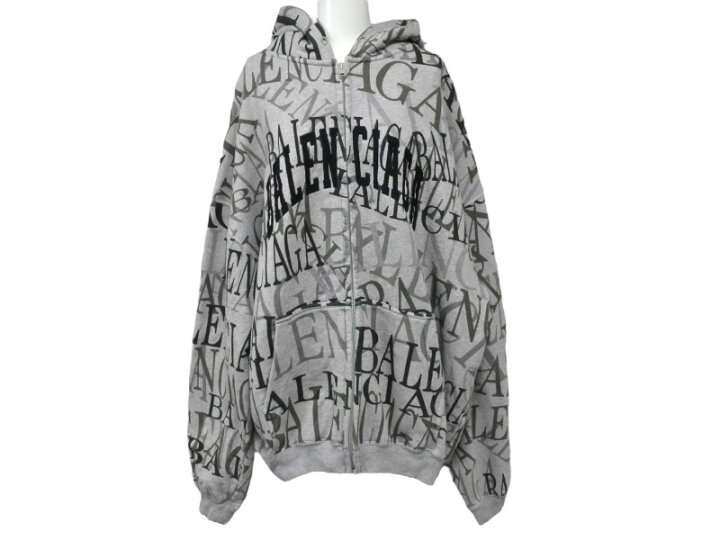 楽天市場】BALENCIAGA バレンシアガ 総柄アーチロゴ ジップ パーカー 