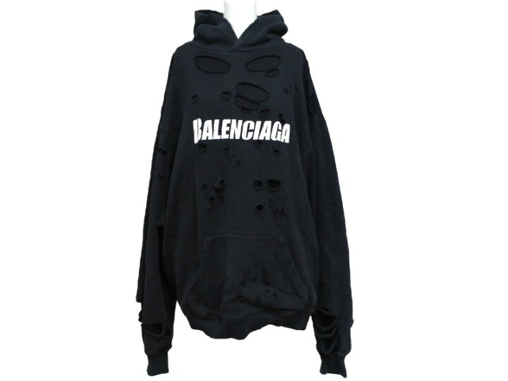 楽天市場】BALENCIAGA バレンシアガ デストロイ フーディー パーカー 