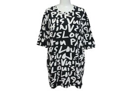 LOUIS VUITTON ルイヴィトン 半袖Tシャツ RM091S サイズL モノグラム グラフィティ ブラック ホワイト 美品 中古 4c071018
