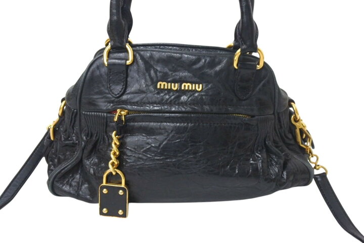 楽天市場】MIUMIU ミュウミュウ レザー 2WAY ハンドバッグ ブラック 