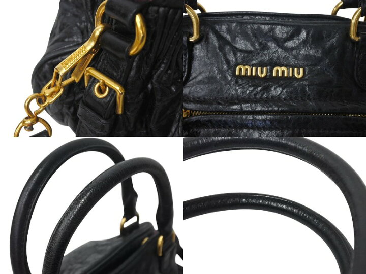 楽天市場】MIUMIU ミュウミュウ レザー 2WAY ハンドバッグ ブラック 