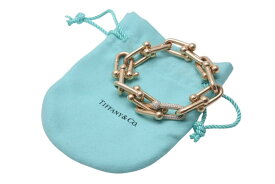 TIFFANY&Co. ティファニー ブレスレット ハードウェア ラージリンク ダイヤ K18 パヴェダイヤ 重量約38.7g 全長約21cm ブランド ブレス ジュエリー 美品 中古 4c074253