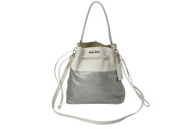 MIUMIU ミュウミュウ マドラス ハンドバッグ ショルダーバッグ R1129C バイカラー ホワイト シルバー レザー シルバー金具 中古 4c076630