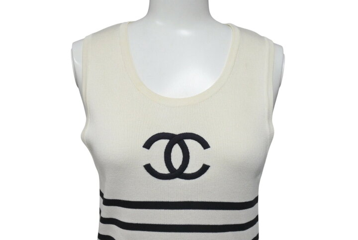 楽天市場】CHANEL シャネル ノースリーブ ニットワンピース サイズ38  