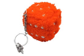 新品未使用 CHROME HEARTS クロムハーツ FUZZY DICE ファジーダイス キーリング キーチャーム クロスボール ダガー オレンジ 中古 4b010438