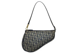 CHRISTIAN DIOR クリスチャンディオール サドルポーチ アクセサリーポーチ MC 0031 ネイビー トロッター柄 ガリアーノ期 良品 中古 4b010801