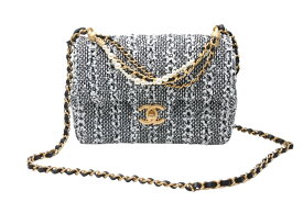 極美品 CHANEL シャネル ミニマトラッセ20 チェーンショルダーバッグ AS4384 ランダム番台 ココマーク ツイード ゴールド金具 中古 4b011588