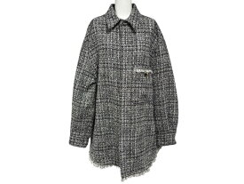 極美品 Valentino ヴァレンチノ スタッズ ツイードジャケット ブラック ホワイト サイズ M ブラック金具 中古 4b011448