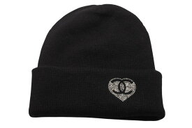 新品未使用 CHANEL シャネル ニットキャップ ココマーク ハートラインストーン イタリア製 カシミア ブラック 中古 4b012358