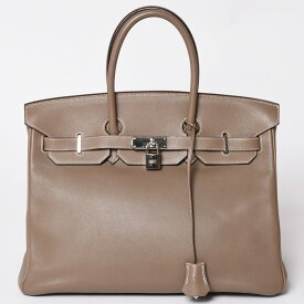 極美品 HERMES エルメス BIRKIN バーキン35 エトープ シルバー金具 ヴォースイフト ハンドバッグ □K刻印 中古 4a002718