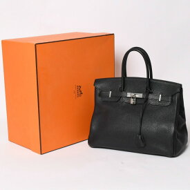 極美品 HERMES エルメス BIRKIN バーキン35 ブラック シルバー金具 トゴ ハンドバッグ □I刻印 中古 4a003283