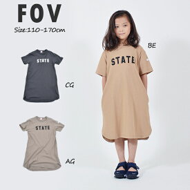 ☆半額50％OFF☆【2020春夏新作】FOV フォブ STATEワンピース 【子供服 人気 おすすめ 半袖 Tシャツ ロゴワンピース 女の子 ママ 親子コーデ　親子お揃い レディース ベージュ グレー 110cm 120cm 130cm 140cm 150cm 160cm 170cm】