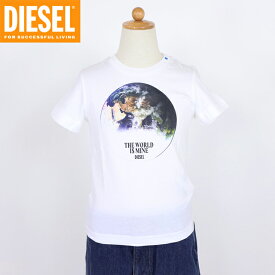 ディーゼル（DIESEL JUNIOR）ジュニア 訳あり Tシャツ ホワイト系 アースプリント半袖Tシャツ （サイズ/4Y）*ak0013