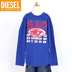 ディーゼル（DIESEL JUNIOR）ジュニア 訳あり Tシャツ ブルー系 発泡プリント長袖Tシャツ （サイズ/14Y）*ak0014