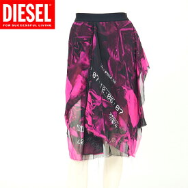 ディーゼル（DIESEL）レディース ひざ丈スカート レッド系 　花柄 生地重ね （サイズ/XS）*al0025