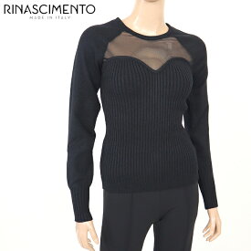 リナシメント（RINASCIMENTO）レディース 長袖ニット ブラック系 　胸元はオーガンジー使い イタリア製 （サイズ/SM）*rc1024
