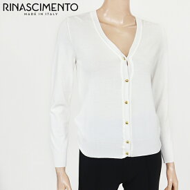 リナシメント（RINASCIMENTO）レディース 長袖カーディガン ホワイト系 　Vネック　金ボタン飾り イタリア製 （サイズ/SM）*rc2012