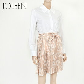 ジョリーン（JOLEEN）レディース ワンピース ミディアム ホワイト系 ホワイト・ブラウン 　プリーツスカート イタリア製 （サイズ/SM）*uw0197