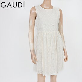 ガウディ（GAUDI）レディース ワンピース ミディアム ホワイト系 　ノースリーブ　刺繍柄 イタリア製 （サイズ/42）*uw0269