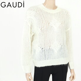 ガウディ（GAUDI）レディース 長袖ニット ホワイト系 　裾にロゴプレート （サイズ/XS）*uw1020
