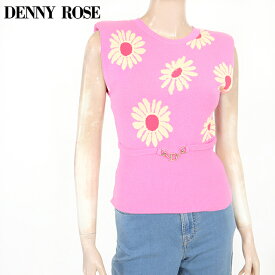 デニーローズ（DENNY ROSE）レディース ノースリーブニット ピンク系 　花柄　ウエストにロゴ飾り イタリア製 （サイズ/XS）*uw2044