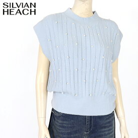 シルビアン ヒーチ（SILVIAN HEACH）レディース ノースリーブニット グレー系 　パール付きニットベスト （サイズ/XS）*wo1018