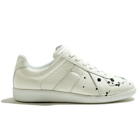 メゾン マルジェラ MAISON MARGIELA LOW-TOP, TWO-TONE REPLICA SNEAKERS マルジェラ メンズ スニーカー ホワイトスニーカー ペイント ドロップ レザースニーカー ローカット メゾン マルタン マルジェラ シューズ 靴 ブラック ローカット メゾン マルジェラ スニーカー