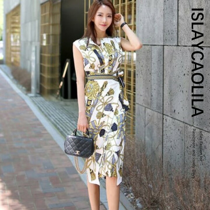 楽天市場 スカーフ ワンピース ノースリーブ 巻きスカート クラブドレス クルーネック リボン ウエストマーク ラップ ひざ丈 レディース C72 モニカ アイラカリラ