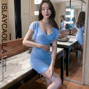 シースルー ワンピース カシュクール タイト ミニ クラブ ドレス フレアスリーブ ウエストマーク ギャザー レディース E69 ティルダ