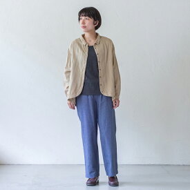 ダブルガーゼ すそカーブシャツ ペールグリーン ホワイト ベージュ コットン100% 天然素材 手刺しゅう 【シサム工房】【フェアトレード】