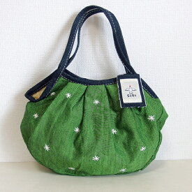 sisi ミニグラニーバッグ 刺繍 グリーン sisiバッグ バッグインバッグ ちょっとそこまでに便利な布バッグ