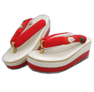 草履 ぞうり 厚底ヒール 白台赤色地椿刺繍鼻緒 LL 25cm 大きいサイズ こっぽり風 振袖 成人式 卒業式 袴 着物 訪問着 ゾウリ 女性用 レディース 振袖用 はかま ハカマ きもの 単品 2L