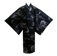 浴衣 メンズ 男性 黒地風神雷神 3L 4L 5L 単品 大きいサイズ 綿 ゆかた 男物 紳士用 XL 黒色 ビッグ 和柄…