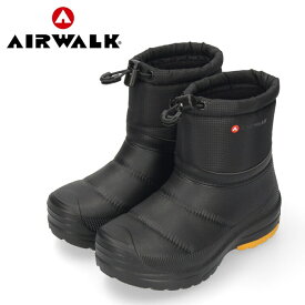 【マラソン限定クーポンで5%オフ】スノーブーツ キッズ 滑らない 暖かい 雪 濡れない 防水 防寒 防滑 黒 子供 靴 ブラック ウィンターブーツ エアウォーク AIRWALK AWJ0221