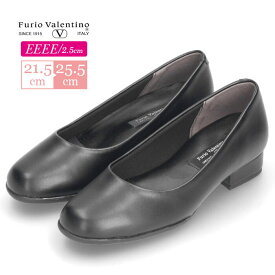 【楽天SS限定！5％オフCP】パンプス 黒 フォーマル ローヒール 幅広 ゆったり ブラック Furio Valentino フリオバレンチノ 1025 ビジネスパンプス ワイズ 4E 外反母趾 靴 レディース