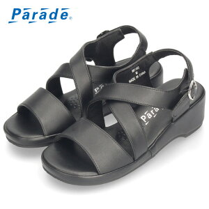 【半額50%オフCP★25日まで】 オフィスサンダル 黒 ナースサンダル 厚底 疲れにくい レディース サンダル ブラック ベルト ストラップ Parade パレード 991102 991103