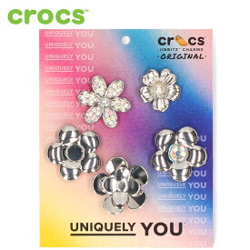 【10％オフCP★20,21日限定!】クロックス ジビッツ チャーム アクセサリー crocs モンクローム シルバー フラワーズ 10013258 Monochrome Slvr Flowers 5Pack 花 JIBBITZ カスタマイズ