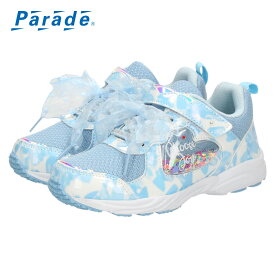 スニーカー 女の子 キッズ 子供靴 幅広 3E 軽量 屈曲ソール 通気性 マジックテープ 通園 通学 かわいい リボン付き Parade パレード 56203