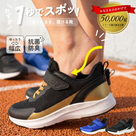 【最大半額！50％オフCP】 スニーカー キッズ ジュニア 男の子 ハンズフリー 軽量 幅広 3E 屈曲性 抗菌防臭 楽すぽっ！ Parade 66205 履きやすい 黒 ブラック ブルー